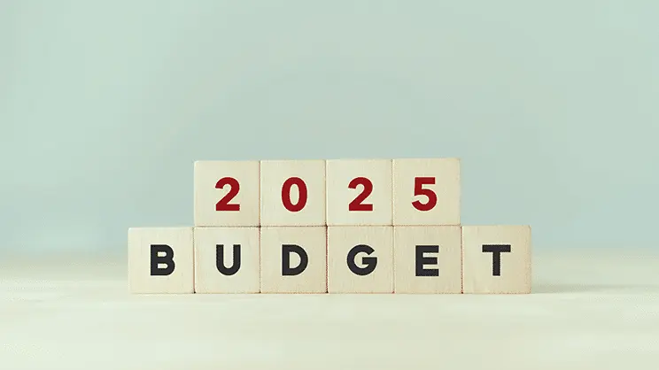 Blocks spelling out Budget 2025